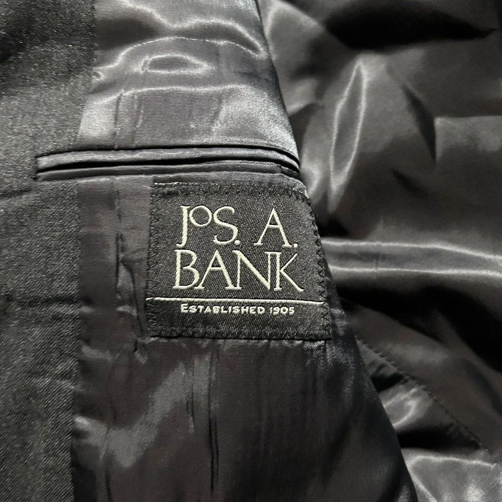 Jos. A. Bank Blazer Mens 41R Charcoal Gray 100% Wool 2-Button Trio Sport Coat